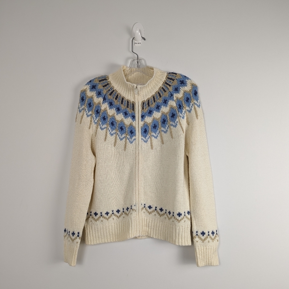 Nordic-Inspired Acrylic Knit Cardigan - Women's Size S/P